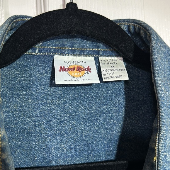 Hard Rock Cafe Memphis Jean denim shacket jacket button up long sleeve shirt XL - Picture 5 of 10